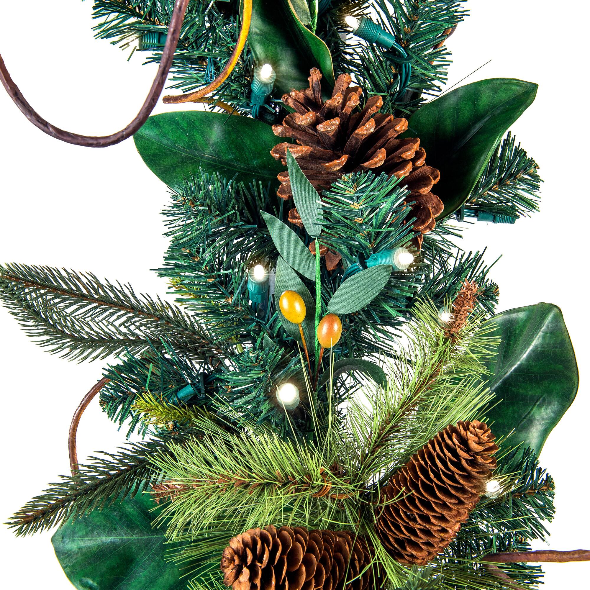 Village Lighting 9ft. Pre-Lit LED Magnolia Leaf Garland